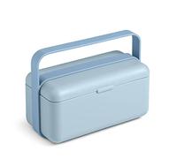 BLIMPLUS Lunchbox Bauletto azzurro opaco (Ocean) in plastica 100% riciclabile, Non Tossico, Lavabile in Lavastoviglie, Coperchio Ermetico, Posate, Separatore Interno, Valvola per uso in Microonde