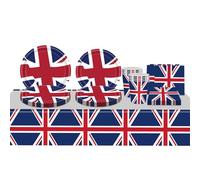 BlinBlin Set di Stoviglie per Feste Union Jack, Stoviglie per Feste del Giubileo in Platino della Regina, Eventi Sportivi Britannici Decorazioni per la Tavola a Tema BBQ Royal, Servire 16 Ospiti