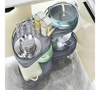 Blind Corner Cabinet Pull Out Organizer, 2-Tier Shelf Kitchen Magic Corner Pull Out with Soft Close, Lazy Susan for Kitchen or Bathroom Cabinets Left Pull-out Style Upgraded Model 900