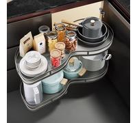 Blind Corner Cabinet Pull Out Organizer, 2-Tier Shelf Magic Corner Pull Out with Soft Close, Adjustable Height, Lazy Susan for Kitchen or Bathroom Cabinets Left Pull-Out Style Upgraded Model 800