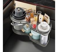 Blind Corner Cabinet Pull Out Organizer, 2-Tier Shelf Magic Corner Pull Out with Soft Close, Adjustable Height, Lazy Susan for Kitchen or Bathroom Cabinets Right Pull-Out Style Basic model 600