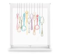 Blindecor Digital Cucina | Tenda avvolgibile traslucida con stampa digitale | modello Cutlery | 150 x 180 cm (larghezza per altezza) Dimensioni del tessuto 147 x 175 cm | Tende per finestre