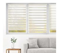 Blindecor Indus Sensa attrezzi | Tenda a rullo a doppio strato senza perforazione | Colore Lino 92 x 180 cm (Larghezza x Altezza) | Dimensioni del tessuto 89 x 175 cm