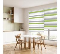 Blindecor Lira tenda a rullo giorno e notte, tricolore gris, pistacho, Bianco, 140 x 180 cm (Larghezza x Altezza) | Dimensioni del tessuto 137 x 175 cm. Eleganti tende giorno e notte