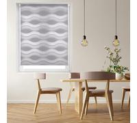 Blindecor Luna senza attrezzi | Tenda a rullo ondulata a doppio strato giorno e notte - Argento grigio, 77 x 150 cm (Larghezza x Altezza) | Dimensioni del tessuto 74 x 145 cm