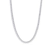 Bling Bling NY - Girocollo tennis (1 fila, 40,6-76,2 cm, finitura argento, diamanti creati in laboratorio, 3 mm, 4 mm e 6 mm)