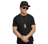 Bling Dollaro Collana Mezzano 80s Gangster 70s Disco Costume Oro Dollaro Catena