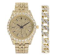 bling-ed out cinturino Game hip hop Big Stone Rolly W/bling-ed out oro Cubano braccialetto - ST10226B Cuba gold