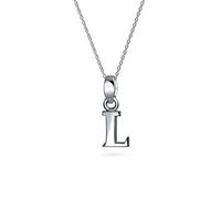 Bling Jewelry Abc Lettera Maiuscola Alfabeto L Iniziale Collana Per Adolescenti Per Le Donne .925 Sterling Silver