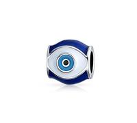 Bling Jewelry Amuleto Spirituale Buona Fortuna Blu Smalto Malocchio Fascino Barile Per Adolescente Donne .925 Argento Adatto Bracciale Europeo