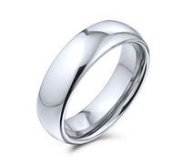 Bling Jewelry Semplice Cupola Coppie Titanio Fedi Nuziali Per Gli Uomini Per Le Donne Lucidato Tono Argento Comfort Fit 6Mm