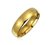 Bling Jewelry Anello Di Fede Per Coppie Dome Comfort Fit Per Uomini E Donne Placcato In Oro 14K In Acciaio Inossidabile 5MM