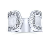 Bling Jewelry Anello Alla Moda Con Finitura Opaca Martellata Spazzolata Con Accenti CZ In Stile Boho Geometrico Personalizzabile Placcato In Argento Per Donne