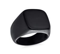 Bling Jewelry Anello Con Sigillo Quadrato Grande Nero Personalizzato Con Monogramma Per Uomini E Adolescenti In Acciaio Inossidabile Finitura Opaca Lucida Personalizzabile