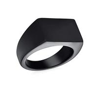 Bling Jewelry Anello Con Sigillo Rettangolare Nero Personalizzato Con Monogramma Per Uomo E Adolescenti In Acciaio Inossidabile Finitura Opaca Lucida Personalizzabile