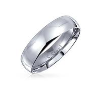 Bling Jewelry Anello Cupola Semplice per Coppie Fede Nuziale per Donna e Uomo in Acciaio Inossidabile Lucido Tono Argento 5MM