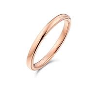 Bling Jewelry Anello di nozze a cupola minimalista sottile in titanio placcato oro rosa lucido per coppie per uomo e donna, vestibilità comoda 2MM