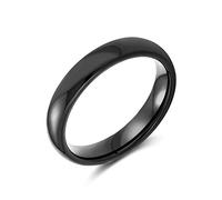 Bling Jewelry Anello di nozze a cupola semplice nero in titanio per coppie per uomini e donne, comfort fit 4MM