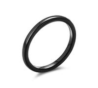 Bling Jewelry Sottile Impilabile Minimalista Semplice Cupola Nera Coppie Titanium Wedding Band Anello Per Gli Uomini Per Le Donne Comfort Fit 2Mm