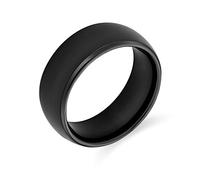 Bling Jewelry Anello di nozze in titanio nero semplice a cupola per coppie per uomini e donne, vestibilità comoda 8MM