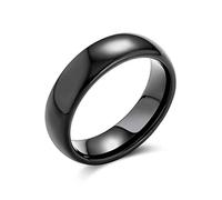 Bling Jewelry Anello di nozze in titanio nero semplice a cupola per coppie per uomo e donna, comfort fit 6MM