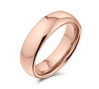 Bling Jewelry Anello di nozze semplice a cupola per coppie in titanio placcato oro rosa per uomini e donne, vestibilità comoda 6MM