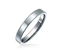 Bling Jewelry Anello di nozze semplice e sottile in titanio per coppie, per uomini e donne, tono argento lucido, comfort fit 3MM