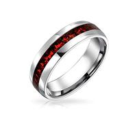 Bling Jewelry Anello Eternity Band In Cristallo Rosso Per Uomini E Donne Nati Nel Mese Di Gennaio In Acciaio Inossidabile Tonalità Argento