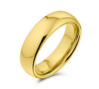 Bling Jewelry Semplice Semplice Cupola Coppie Titanio Wedding Band Lucido 14K Placcato Oro Anello Per Gli Uomini Per Le Donne Comfort Fit 6Mm