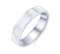 Bling Jewelry Anello Semplice Minimalista Della Banda Nuziale Piatta Delle Coppie Dell'Argento Sterlina .925 Per Le Donne Per Gli Uomini 4Mm