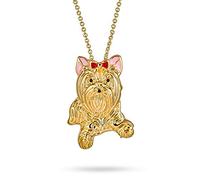 Bling Jewelry Bff Best Friend Animali Rosa Arco Yorkshire Terrier Shih Tzu Cane Collana Per Le Donne Adolescente Placcato Oro 14K