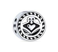 Bling Jewelry Bff Croce Rotonda Dell'Amicizia Irlandese Celtico Claddagh Charm Per Donne Per Adolescenti Ossidato .925 Argento