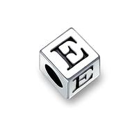 Bling Jewelry Blocco Lettera E Iniziale Alfabeto Charm Bead Per Donne Per Adolescenti .925 Argento Sterling Per Bracciale Europeo
