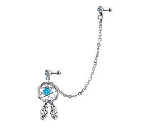 Bling Jewelry Blu Rosa Nativo Americano Indiano Occidentale Gioielli Dream Catcher Feather Doppio Piercing Orecchio Singolo Perno Cartilagineo Per Le Donne Teen Acciaio Chirurgico 14G