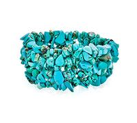 Bling Jewelry Blu Stabilizzato Chip Turchese Pietra Ampia Chunky Cluster Multi Strand Braccialetto Per Le Donne