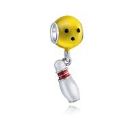 Bling Jewelry Bowler Palla Da Bowling Pin Sport Multi Colore Pendenti Goccia Charm Bead Per Donne Per Adolescenti .925 Argento Adatto Bracciale Europeo
