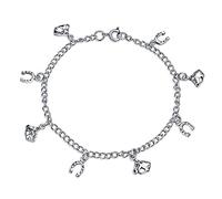 Bling Jewelry Bracciale con ciondolo a ferro di cavallo multiplo portafortuna per donne regalo di laurea pavé di zirconi cubici CZ in argento sterling .925