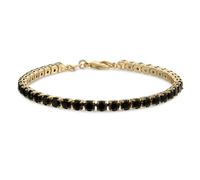 Bling Jewelry Bracciale Da Tennis Classico A Cestino Con Zirconi Cubici Rotondi Solitari Da 12 CTW Simulati CZ Onice Nero Per Donne Placcato In Oro 14K 7,5 Pollici