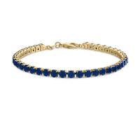 Bling Jewelry Bracciale Da Tennis Classico Con Zaffiro Blu Simulato In Zircone Cubico Rotondo Solitario Da 12 Carati Con Montatura A Griffe In Oro Placcato 14 Carati Per Donne Lunghezza 7,5 Pollici