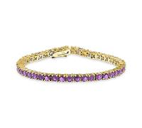 Bling Jewelry Bracciale Da Tennis Con Ametista Viola Simulata Aaa CZ Rotonda Solitario A Cestino A 12 CTW Tradizionale Per Donne Prom Bridesmaid Placcato In Oro 14K 7,5 Pollici