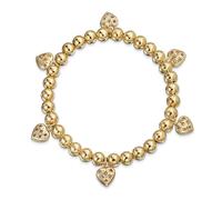 Bling Jewelry Bracciale Elastico Con Ciondoli A Cuore Multipli Per Donne Adolescenti Placcato In Oro Giallo 18K Ottone Da 6,5 A 7,5 Pollici