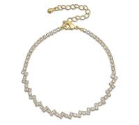 Bling Jewelry Bracciale Sottile, Minimalista E Delicato Con Zirconi Cubici A Zig Zag Per Donne E Adolescenti Placcato In Oro Giallo