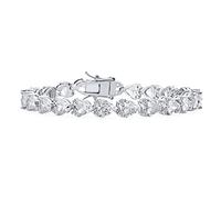 Romantico Chiaro 20 CT Cubic Zirconia AAA CZ Bracciale Tennis Forma Cuore Per Donne Fidanzata Rodio Placcato Argento 7 Pollici