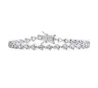 Bling Jewelry Bracciale Tennis Tradizionale da Sposa Gioielli Sottile Zirconia Cubica AAA CZ a Forma di Pera Goccia per Donna Matrimonio Placcato Argento 7,5 Pollici