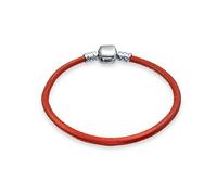 Bling Jewelry Bracciale Unisex Semplice Nero Rosa Rosso In Vera Pelle Per Charms E Perline Per Donne Adolescenti .925 Argento Chiusura Rotonda A Barile 6-9 Pollici