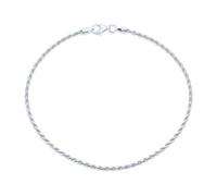 Braccialetto Alla Caviglia Con Catena In Corda Di Cavo Resistente Per Donne Adolescenti Argento Sterling .925 Lungo 9 Pollici Realizzato In Italia