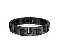 Bling Jewelry Braccialetto Alla Moda Con Chiave Di Collegamento Geometrica Infinita Maschile Per Ragazzi Uomini In Acciaio Inossidabile Nero Ip Lunghezza Di 9 Pollici E Larghezza Di 12 MM