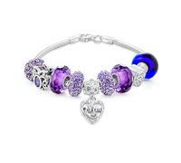 Bling Jewelry Braccialetto Con Ciondoli A Tema Famiglia Amore Viola Per Nonna - Catena A Serpente Europea In Argento Sterling .925 7,5 Pollici