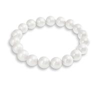 Bling Jewelry Braccialetto Di Perle Simulate Bianche, Semplice E Alla Moda, A Sfera Rotonda, Elastico, A Singolo Filo, Impilabile, Per Donne E Ragazze Adolescenti, Di 10 MM Di Diametro