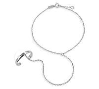 Bling Jewelry Braccialetto Di Schiavo Della Ballerina Della Catena Della Mano Delicata Di Tendenza Per Le Donne E L'Anello .925 Dell'Argento Sterlina Regolabile